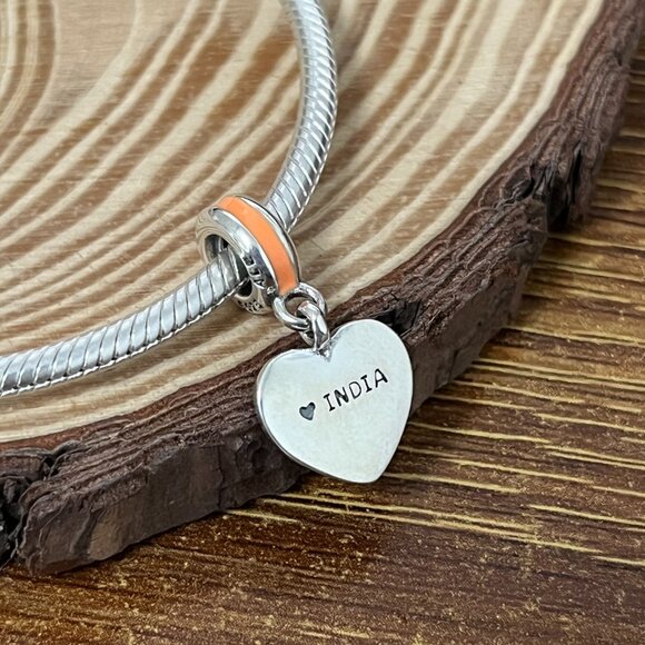 Pandora India Flag Heart Dangle Charm - Picture 4 of 4